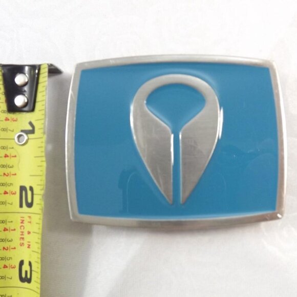 Distressed Nixon Turquoise Blue and Silver Designer Belt Buckle - Picture 5 of 10